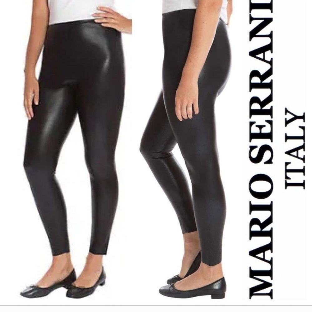 Mario Serrani Italy pull on faux leather leggings NEW